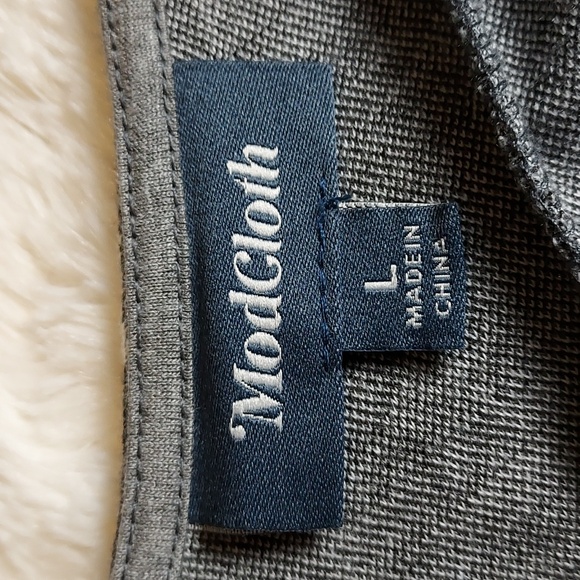 ModCloth Retro Grey & White Star Print Scoop Back 3/4 Sleeve A-Line Mini Dress L - Picture 5 of 7